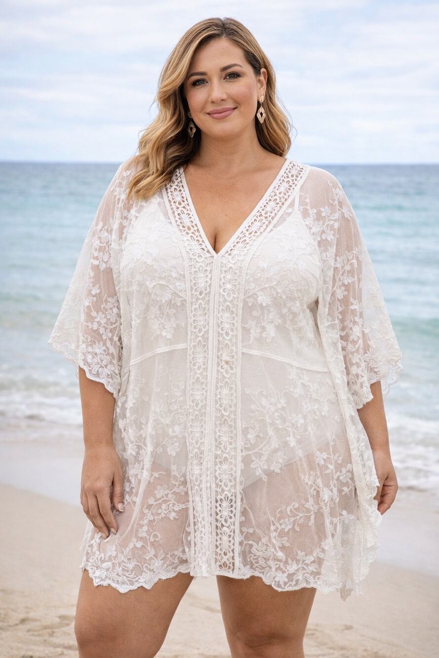 Cupshe White Lace Beach Cover Up NewOne Size XL